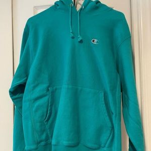 Men Champion hoodie, size medium, teal color, never worn